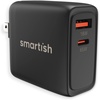 image:imageSmartish 2 Port USB Car Charger  Volt 45 Maximum Speed 48 Amp Quick Charger Compatible with iPhone Android and All USB Devices Silk  Black65w Wall Charger