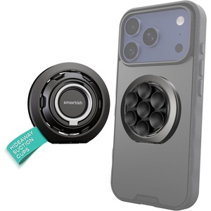 image:imageSmartish MagSafe Suction Mount  WallFlower  3 in 1 Reversible Magnetic Phone Grip Finger Loop Suction Mount Kickstand wUniversal MagSafe Adapter Kit for Apple iPhone  Blues on the GreenBlack Tie Affair