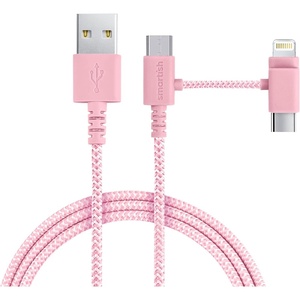 image:imageSmartish USBCLightning Cable 171616e1514  Crown Joule  6 Foot Universal Fast Fabric Wrapped Charging Cable wMicroUSB  MFi Certified 1312SEiPadAirPodsAndroid  PinkIm Blushing
