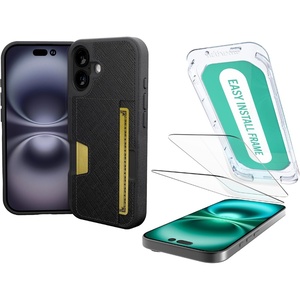 image:imageSmartish iPhone 17 Wallet Case  Screen Protector  Slim  Protective Phone Case Credit Card Holder  2Pack Tempered Glass Screen Protectors for Apple iPhone 17  Black Tie Affair