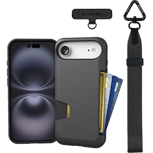 image:imageSmartish iPhone 17e16e Wallet Case  Phone Wristlet  Slim  Protective Phone Case Credit Card Holder  Detachable Wrist Strap Loop for Apple iPhone 17e16e  Black Tie AffairiPhone Air