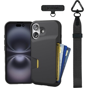 image:imageSmartish iPhone 17e16e Wallet Case  Phone Wristlet  Slim  Protective Phone Case Credit Card Holder  Detachable Wrist Strap Loop for Apple iPhone 17e16e  Black Tie AffairiPhone 17