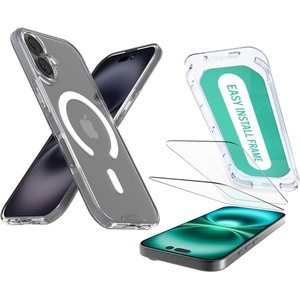 image:imageSmartish iPhone 17e16e Wallet Case  Screen Protector  Slim  Protective Phone Case Credit Card Holder  2Pack Tempered Glass Screen Protectors for Apple iPhone 17e16e  Black Tie AffairMagSafe Clear Case