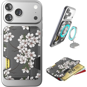 image:imageSmartish iPhone MagSafe Wallet  Side Hustle Hard Shell  Slim Detachable Magnetic Card Holder  Holds 3 Cards  Cash for Apple iPhone 171615141312  Black Tie AffairVery Cherry Blossom