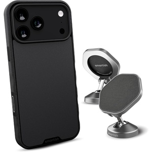 image:imageSmartish iPhone 17 Pro Max MagSafe Case  Magnetic Car Mount Bundle  Gripmunk  Mountaineer Car Mount Stick on Adhesive Phone Holder  Extra Strength Magnet Black Tie Affair