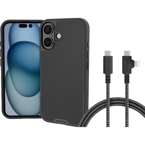 image:imageSmartish iPhone 16 MagSafe Case  USB C Lightning Cable Combo  6 Foot Fabric Wrapped Fast Charging Cable  Magnetic Cover Compatible with Apple iPhone 16  Black Tie Affair