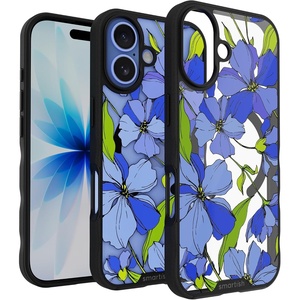 image:imageSmartish iPhone 18 Pro17 Pro Clear Case MagSafe Gripmunk CheckerBlue Blossoms MagSafe
